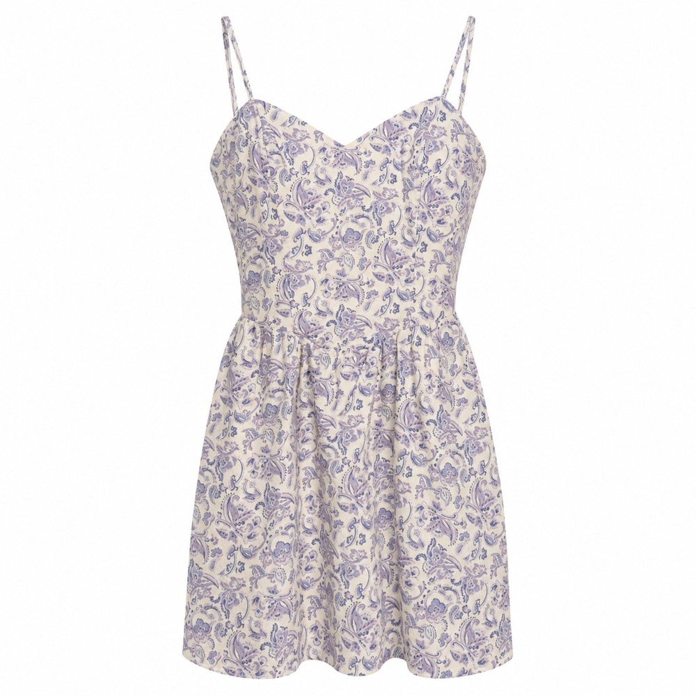 Hollister Coquette Paisley Mini Dress XS Cottagecore‎ Milkmaid Lavender Haze